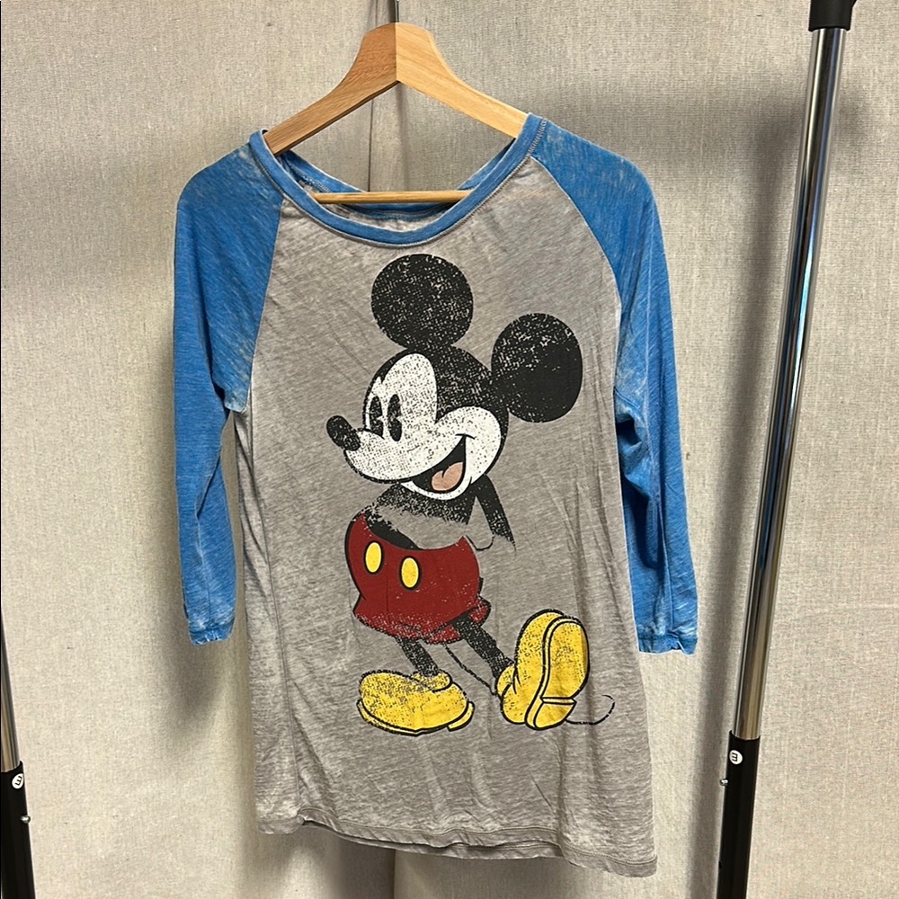 Disney Mickey Mouse Long Sleeve Tee Blue Gray
